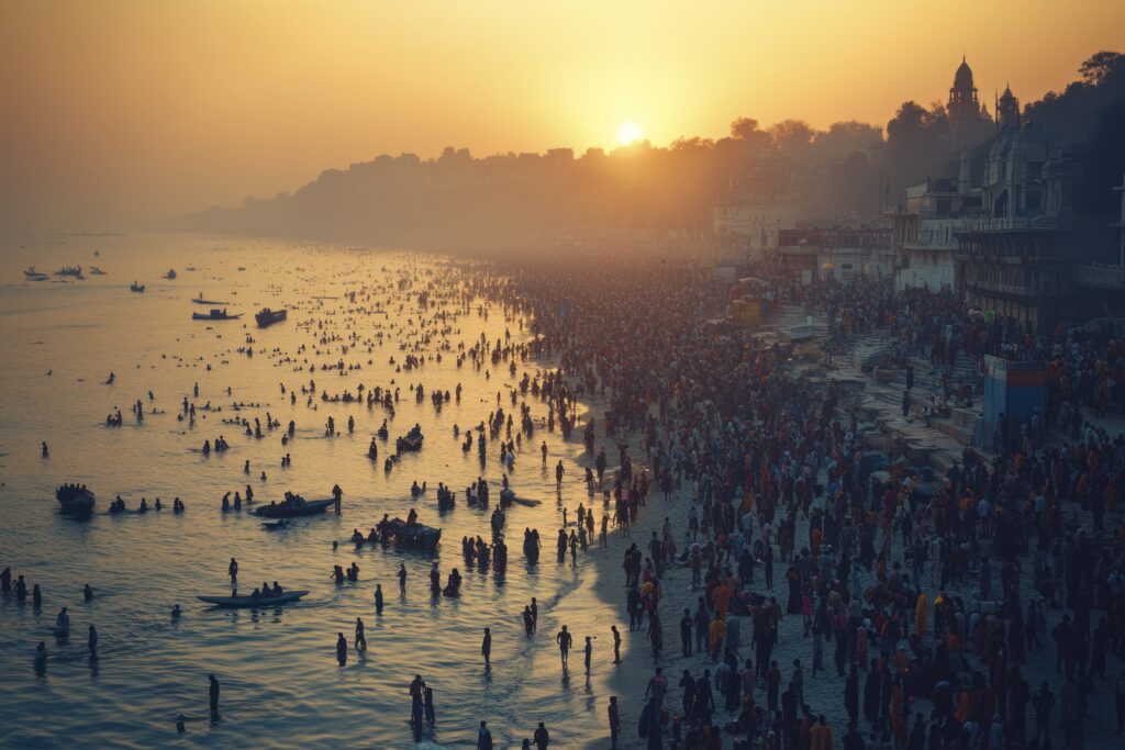 crowded scene indian city